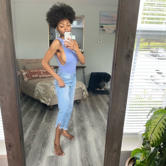 Baby Blue Super Distressed Boyfriend Jeans - Picture 4 of 11